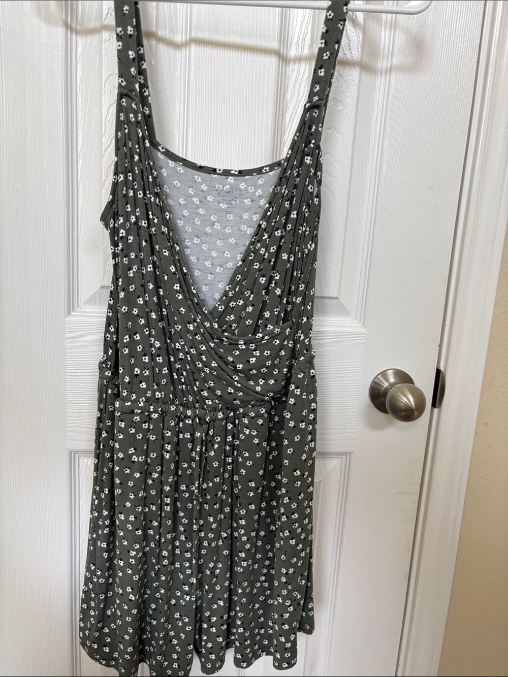 Market & Spruce Olive Green Floral Sundress Romper